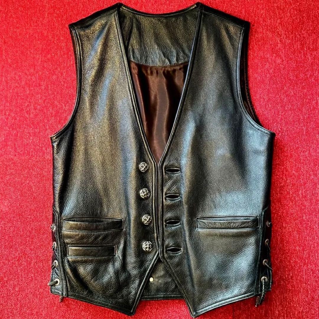 A&Gエーアンドジー レザーベスト シルバー925本革&スティングレー￼￼エイ革 A&Gエーアンドジー レザーベスト シルバー925本革&スティングレー