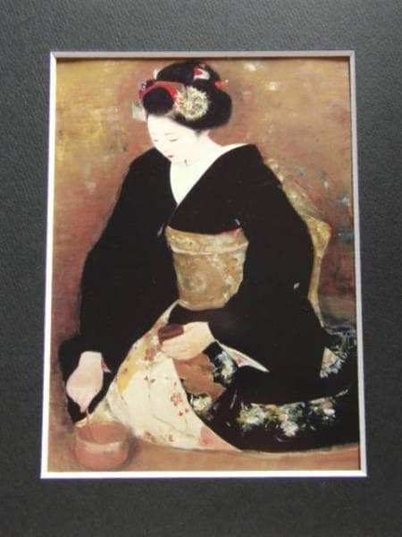 鬼頭　鍋三郎、佳日、希少な画集より、新品高級額装付、版上サイン入り