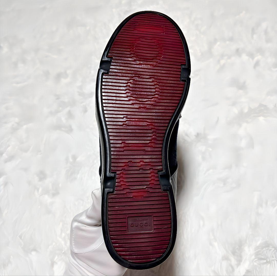 美品/グッチ GUCCI スニーカーGGキャンバス /レザー黒 25.5cm