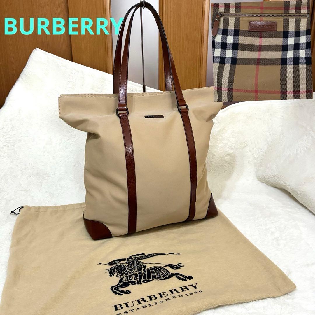 BURBERRY トートバッグ A4ショルダー可能 ハニーベージュ メガチェック