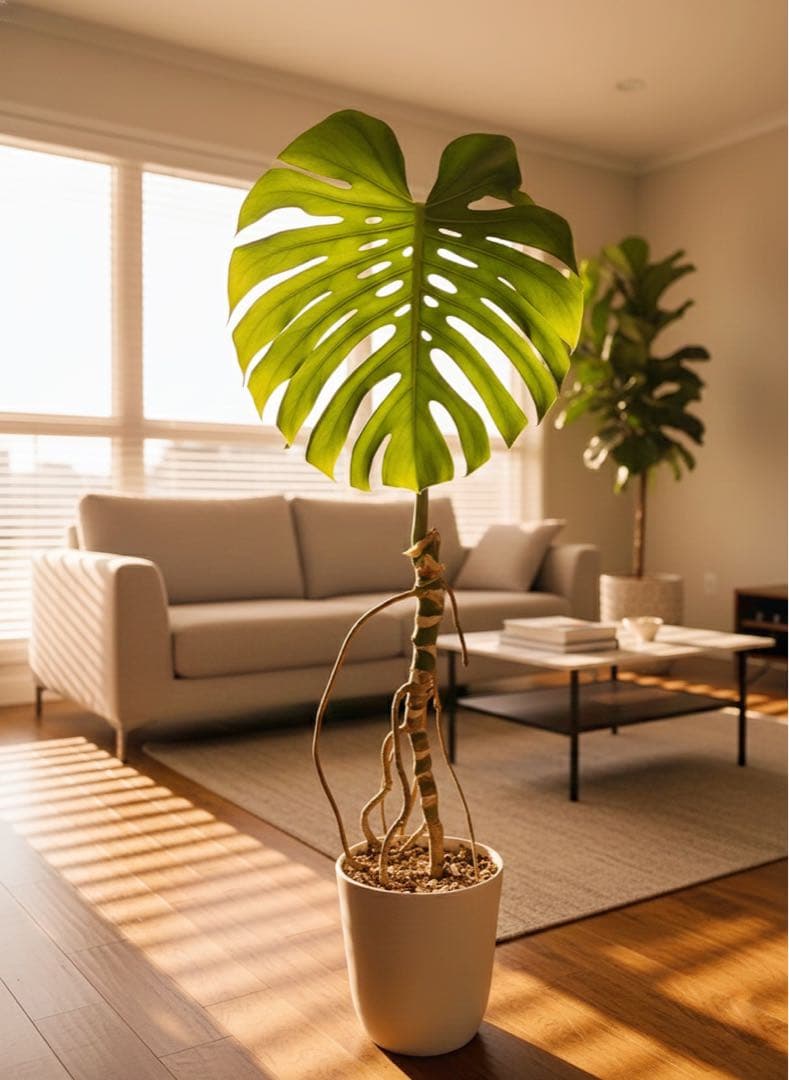 モンステラ デリシオーサ 120cm 幹立ち　1本立ち　根上