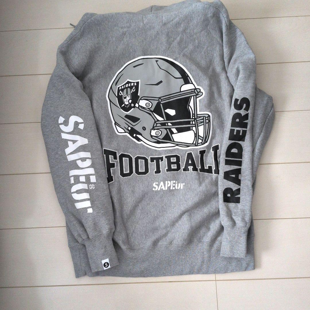 SAPEur フットボール レイダース パーカー グレー 送料無料 希少 レア 限定コラボ SAPEur 浜田雅功 スウェット パーカー