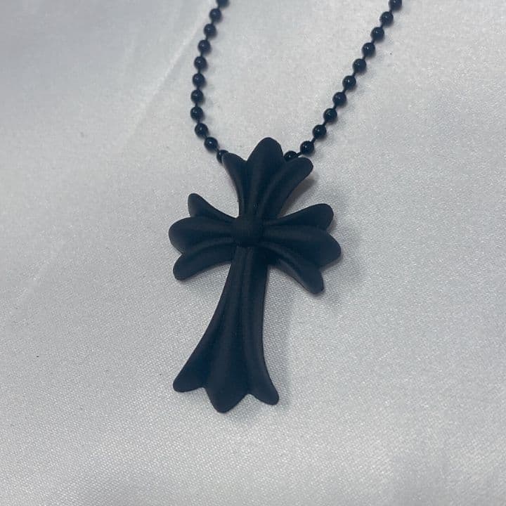 ラバー クロスネックレス ブラック シリコン 十字架 ロングネックレス