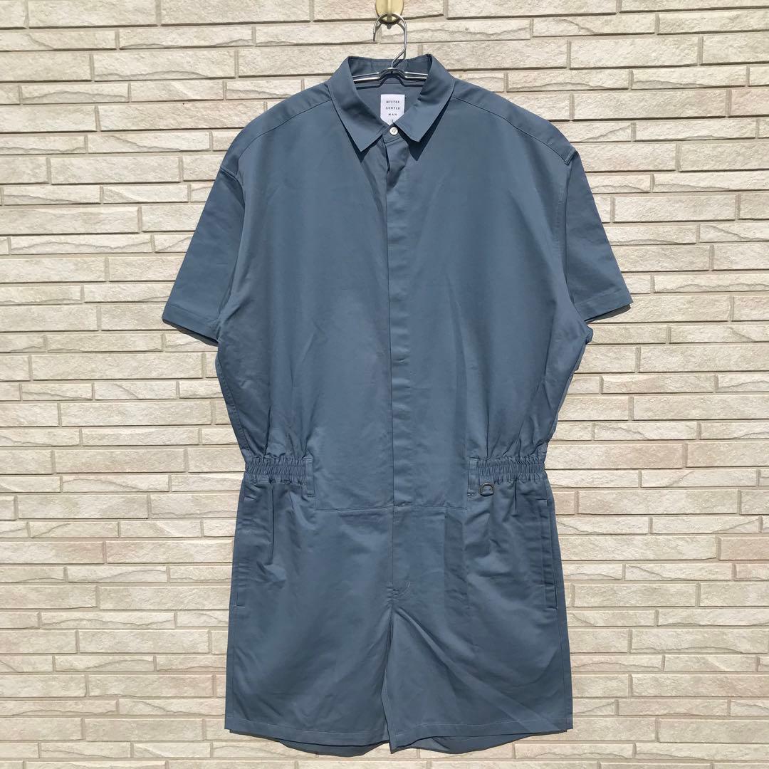 ミスタージェントルマン　オールインワン　つなぎ　L　ブルー　リネン