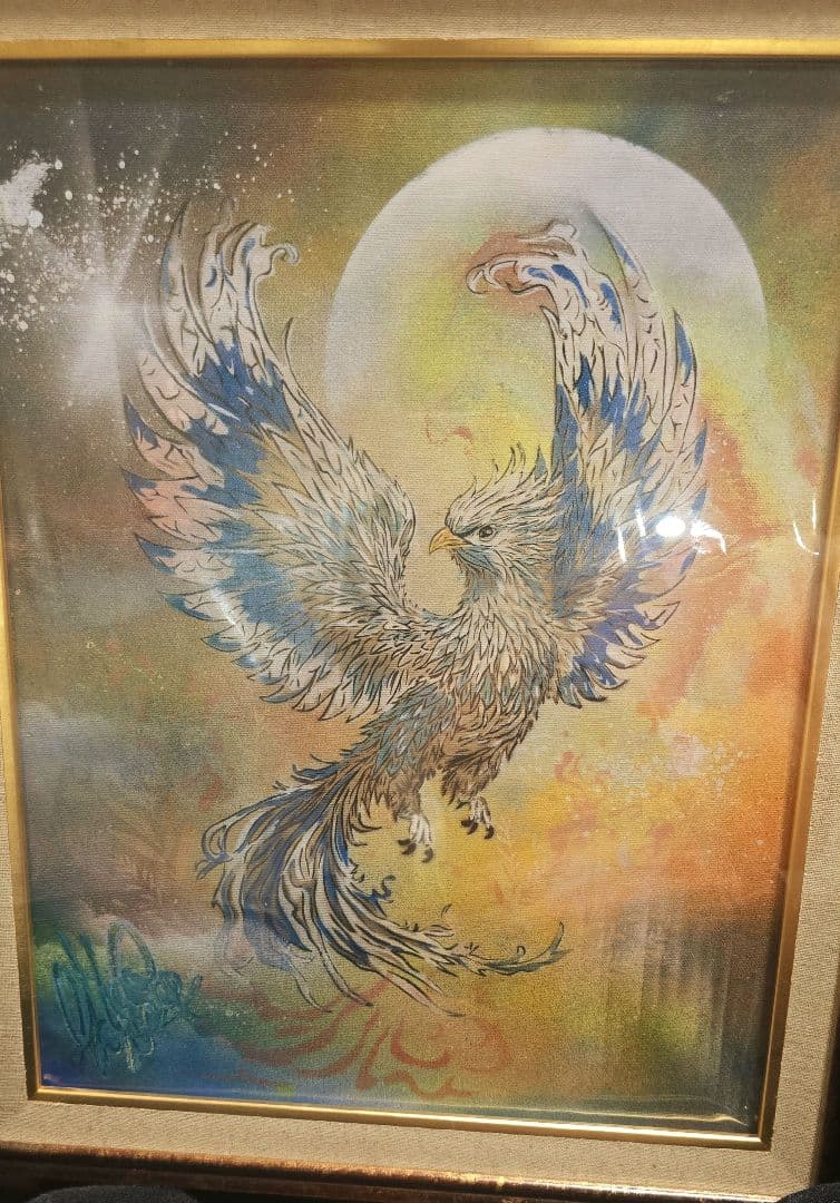 新品未使用　鳳凰 　原画　フレーム　スプレーアートエデン Ｆ６サイズ　キャンバス