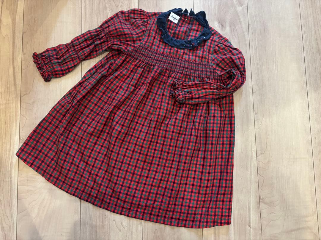 ファミリア familiar ファミリアチェック ワンピース 100cm - メルカリ