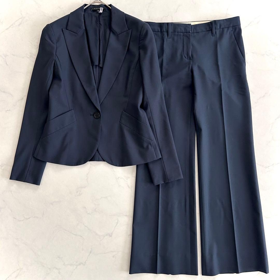 セオリー パンツスーツセットアップ 濃紺 ネイビー 0 2 ワイドパンツ 日本製