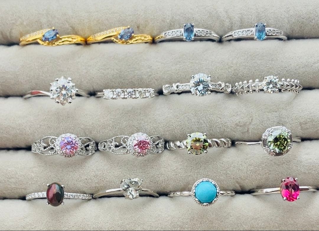 天然石　リング　指輪　まとめ売り　シルバー925 フリーサイズ　16本