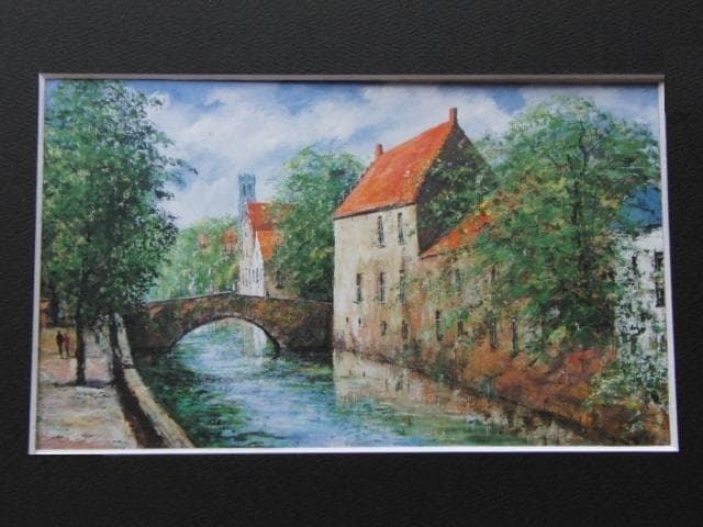 井藤雅博、【ブルージュの運河】、希少な大判額装用画集より、美品