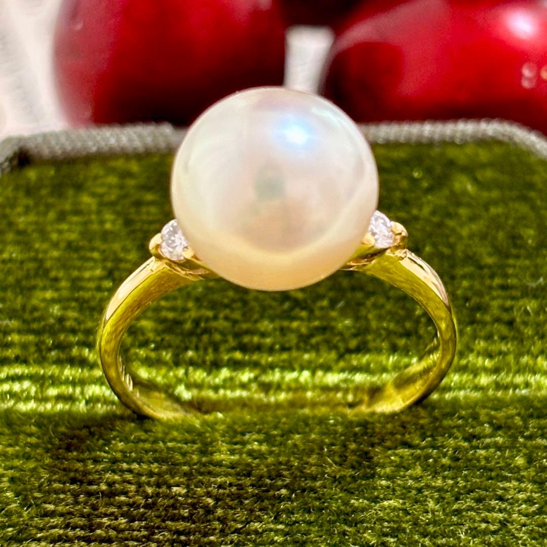 『専用です』オーロラRosé アコヤ真珠 9.6mm リング 真科研 K18