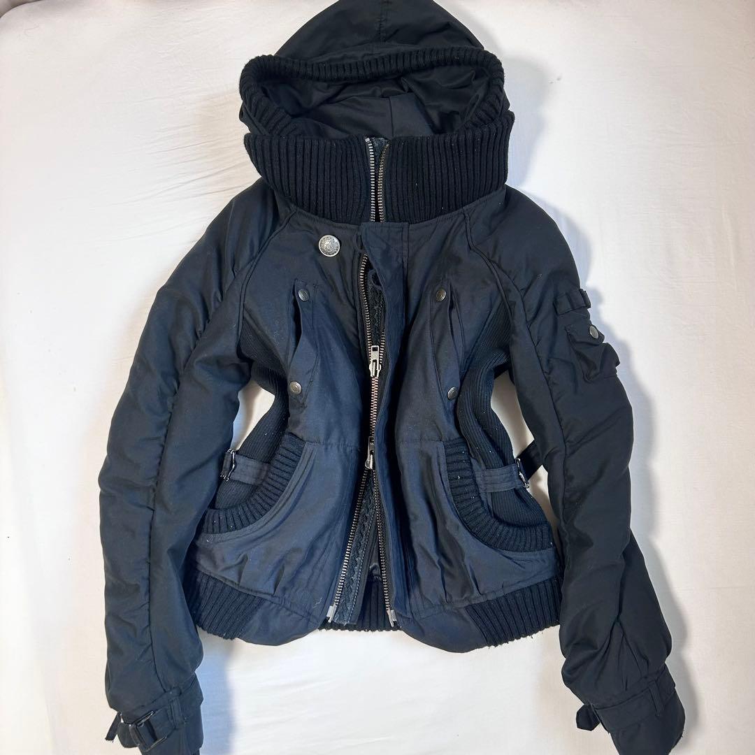 フード付きブラックミリタリージャケットy2k archive