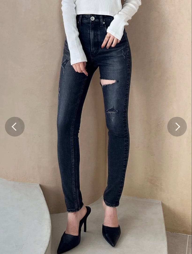 GYDA ハイウエストthigh highダメージデニムパンツ ジェイダサイハイ