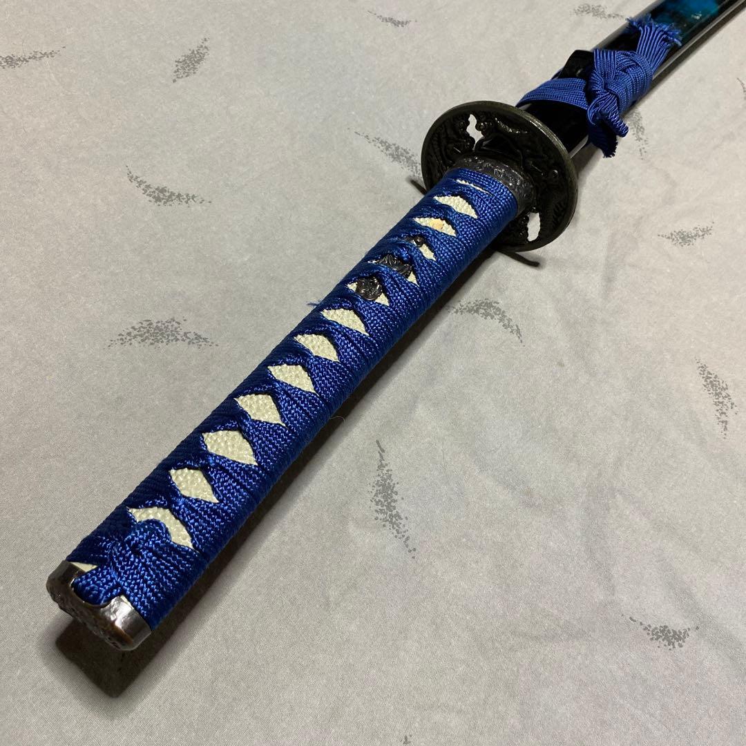 模造刀大刀 青柄 雲龍楕円鍔 青暈し黒呂鞘 - メルカリ