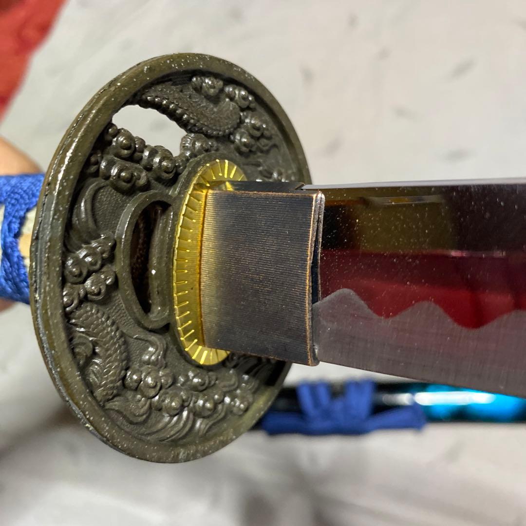 模造刀大刀 青柄 雲龍楕円鍔 青暈し黒呂鞘 - メルカリ