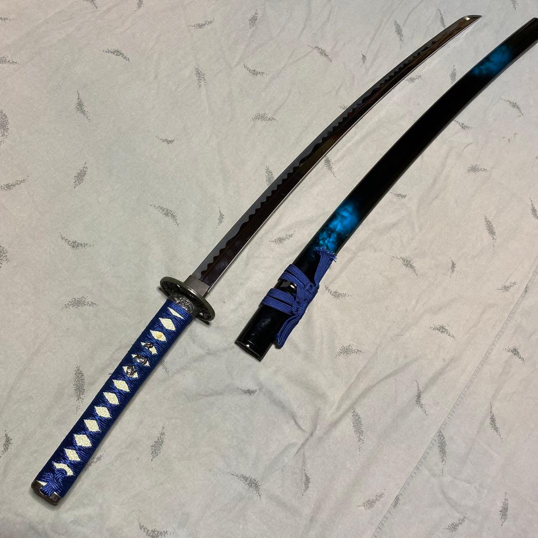 模造刀大刀 青柄 雲龍楕円鍔 青暈し黒呂鞘 - メルカリ