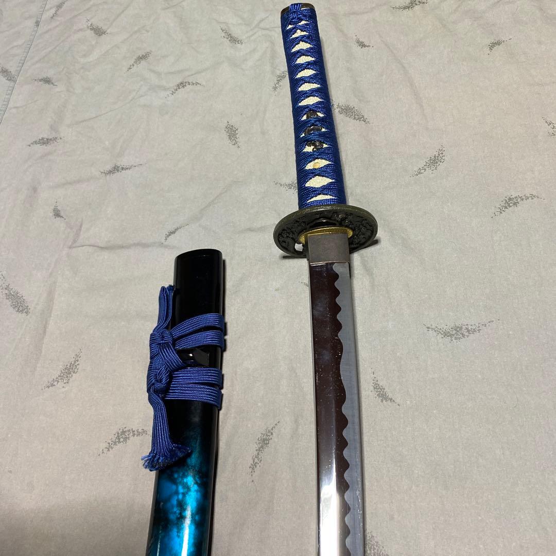 模造刀大刀 青柄 雲龍楕円鍔 青暈し黒呂鞘 - メルカリ