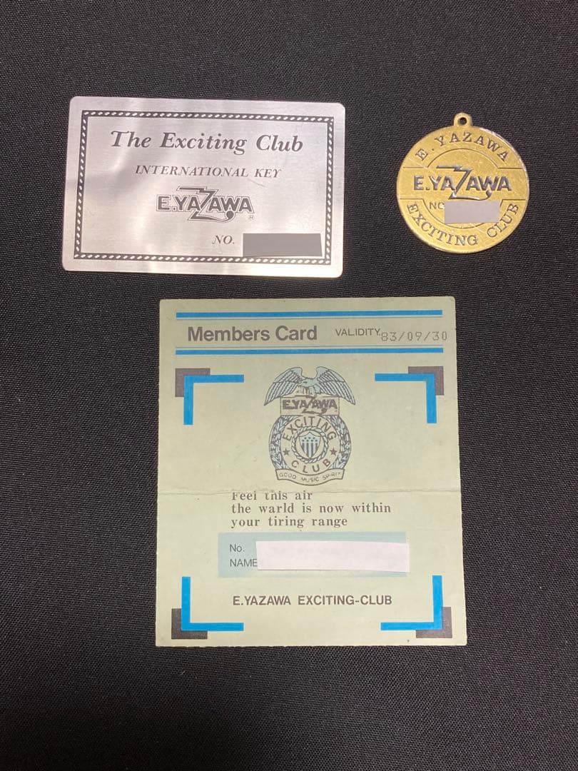 矢沢永吉　EXCITING CLUB 時代の アルミ会員証、メンバーズカード他