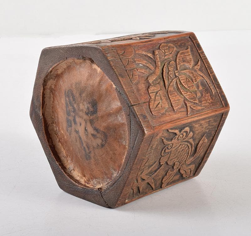 中国 書道具 古竹 花彫 筆筒 M R4936 - メルカリ