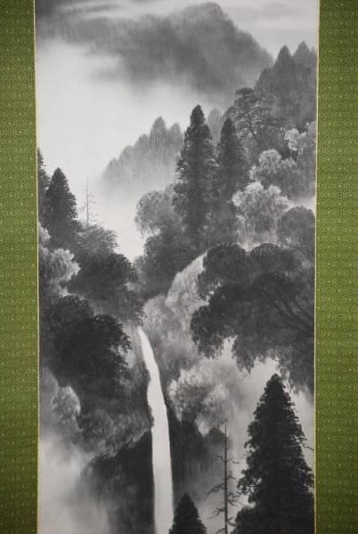 真作/田中芳園/山水図/桐共箱付/布袋屋掛軸HD-14