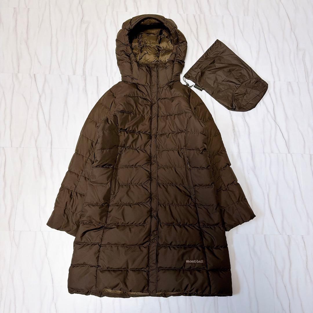 《美品》モンベル トラベルダウンロングコート ブラウン 2way Sサイズ