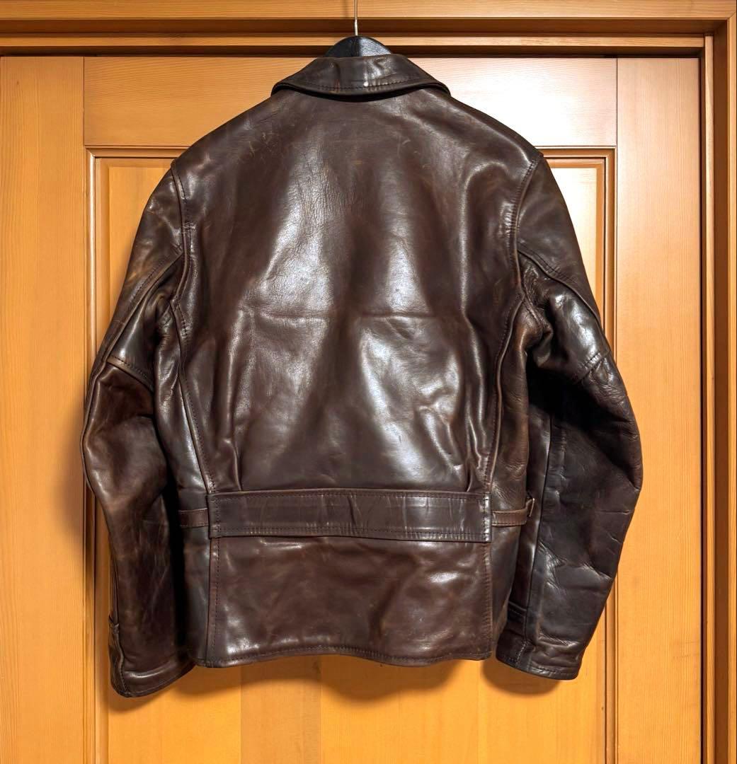 エアロレザー ハーフベルテッド ホースハイド レザージャケット 34