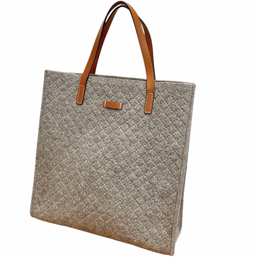 美品⚑GUCCI グッチ トートバッグ ディアマンテ グレー ウール