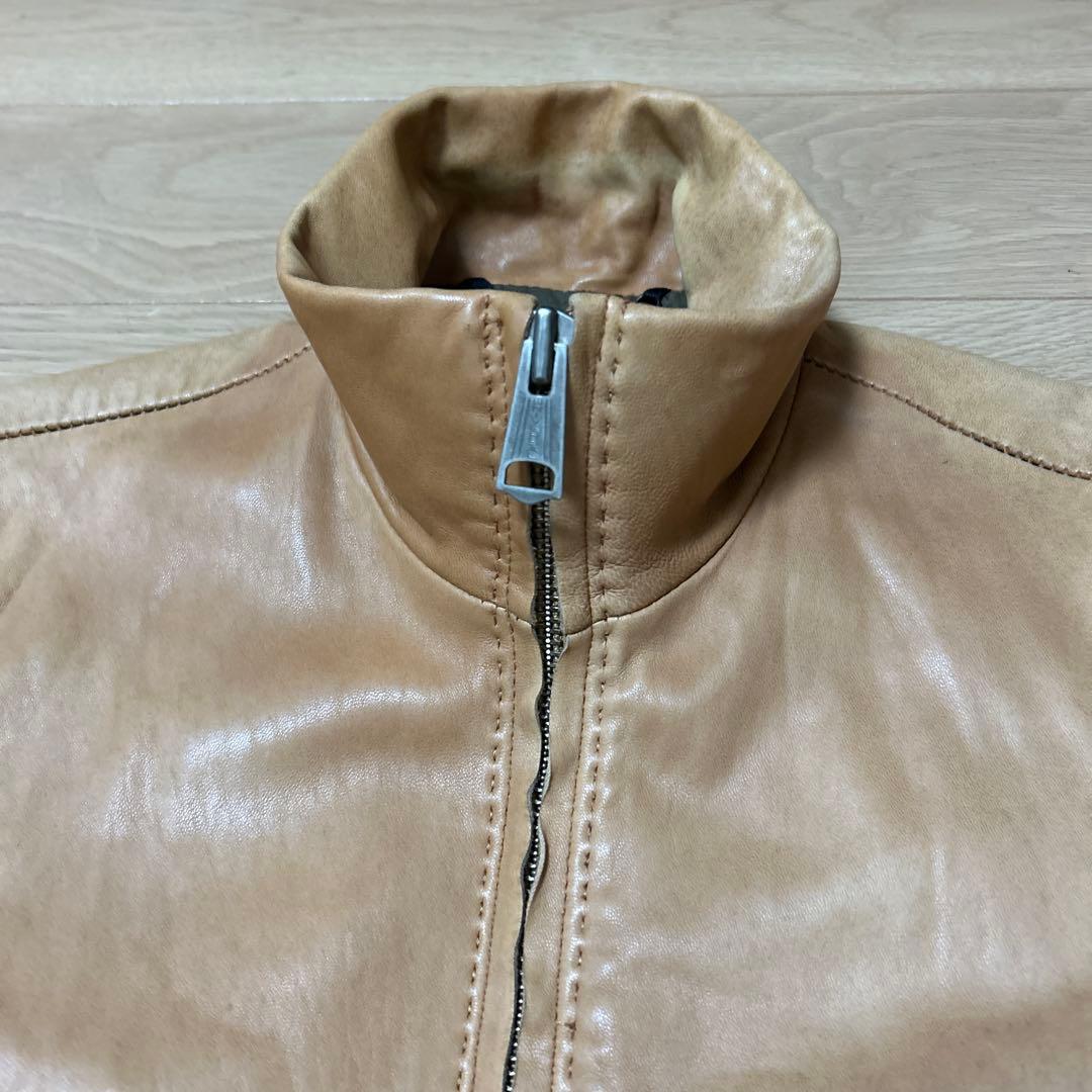 ナノユニバース 羊革 切りっぱなしシングルライダースジャケット