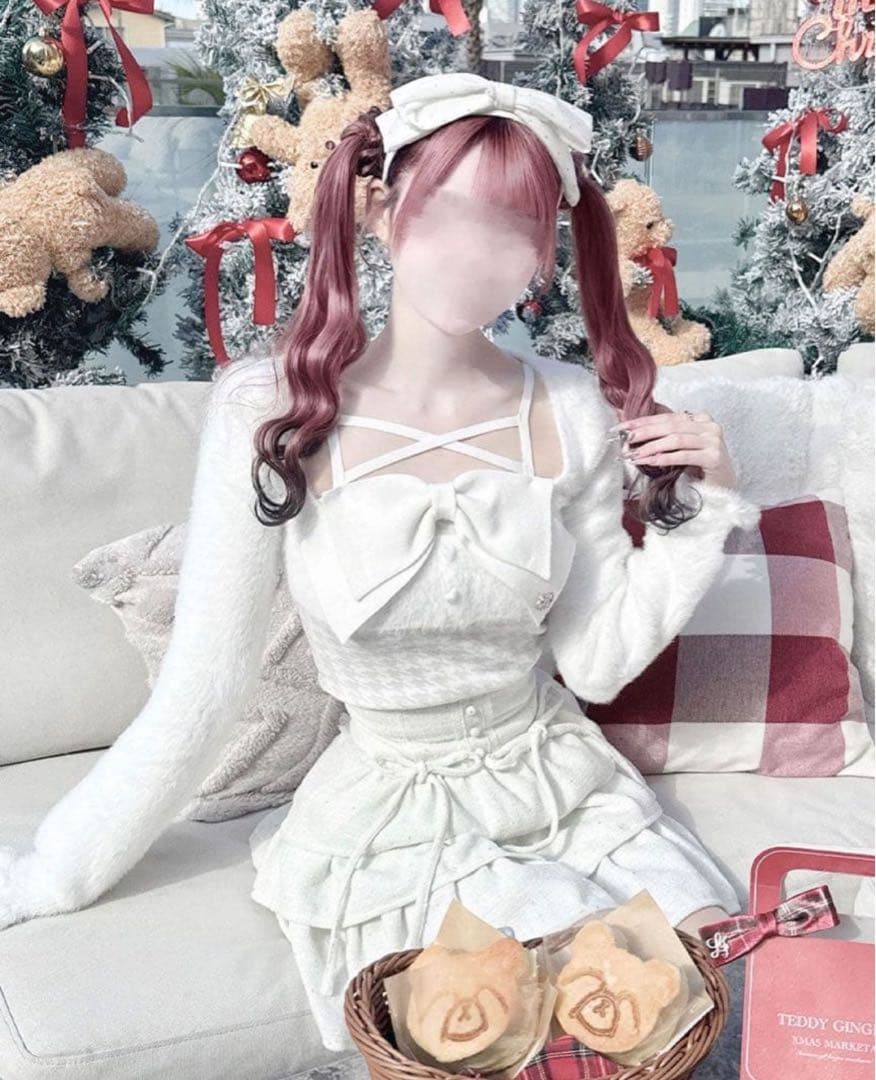 honeymew ビッグリボンシャギーアンサンブルトップス