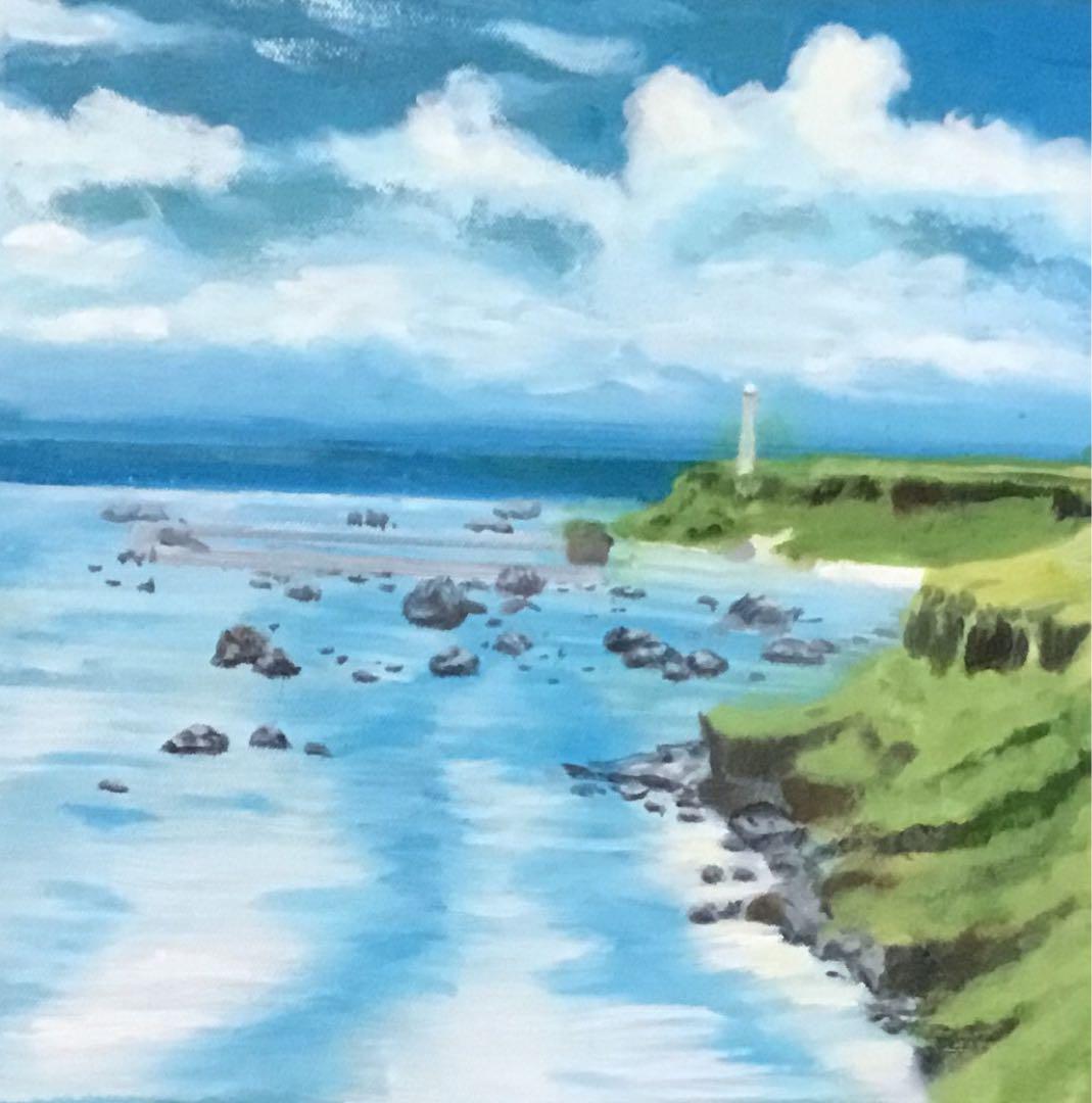 油彩画　「　夏の海　」　原画　3Dキャンパス