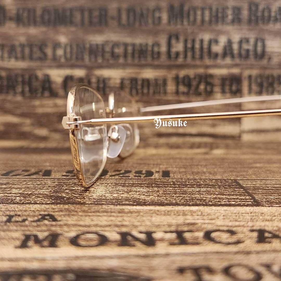 レトロ サングラス 度なし ゴールドフレーム 伊達メガネ おしゃれ