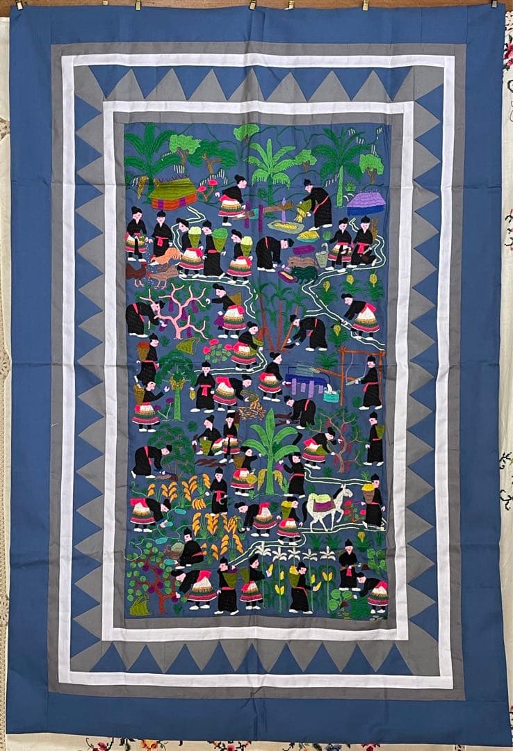 ラオス モン族 刺繍 壁掛け タペストリー 6