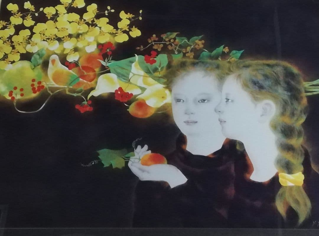 山下保子　からすうり シルクスクリーン　サイン入り　限定91/200