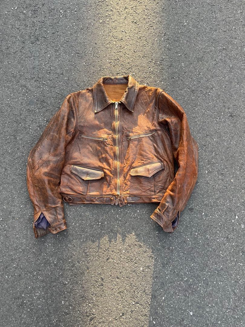 40s ハルトマン　ジャケット　レザー　ヴィンテージ　モーターサイクル　50s