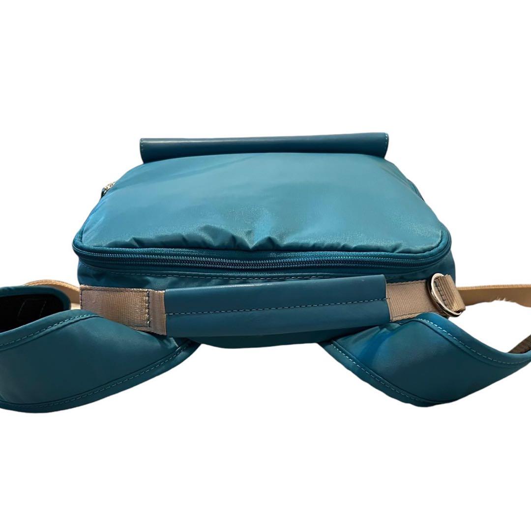 希少 美品 キタムラ マニマニ リュック コラボ ナイロン レザー ターコイズ