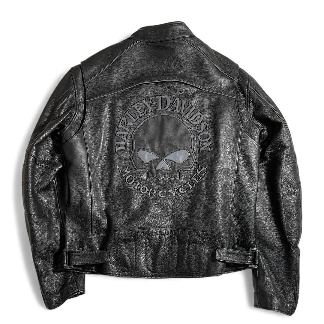 ハーレーダビットソン シングルライダースジャケット ライナー付き スカルデザイン Harley Davidson 中古品・メンズ・オーロラ・ウィリーG・スカル