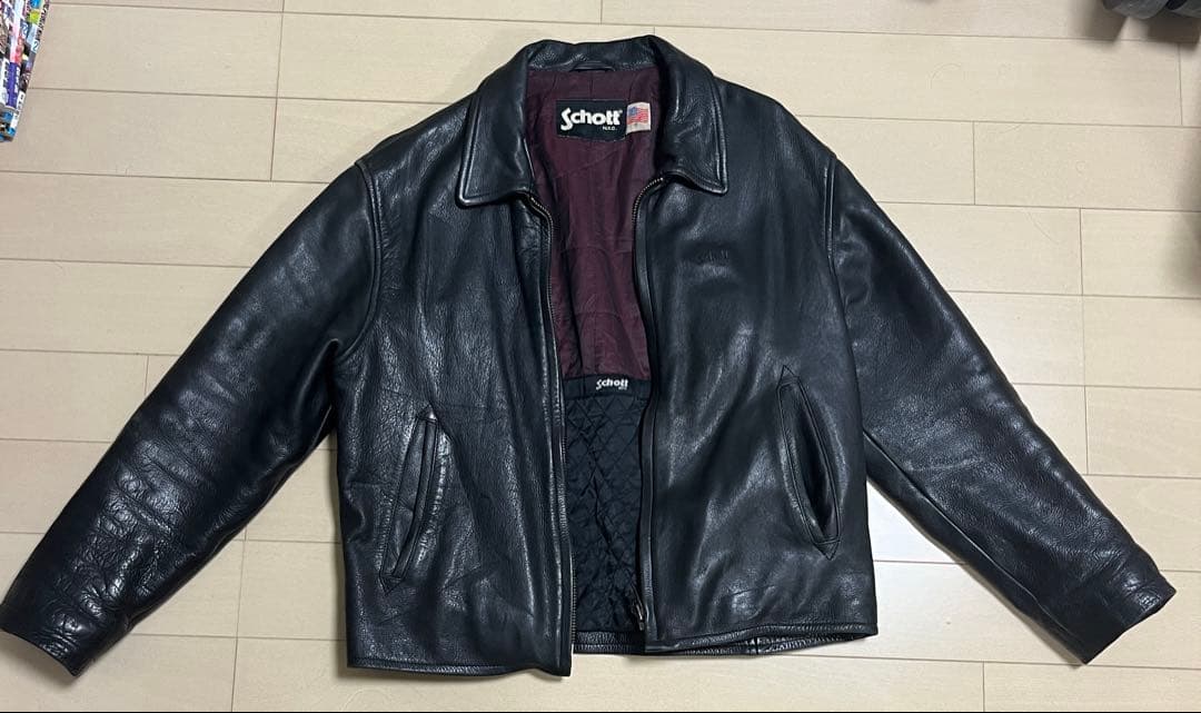 Schott ブラック レザー ジャケット Mサイズ