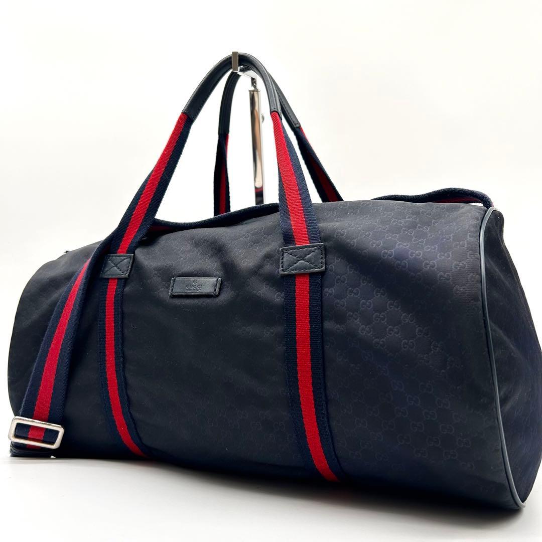 GUCCI GG柄 シェリーライン ボストンバッグ ナイロン 2way 黒