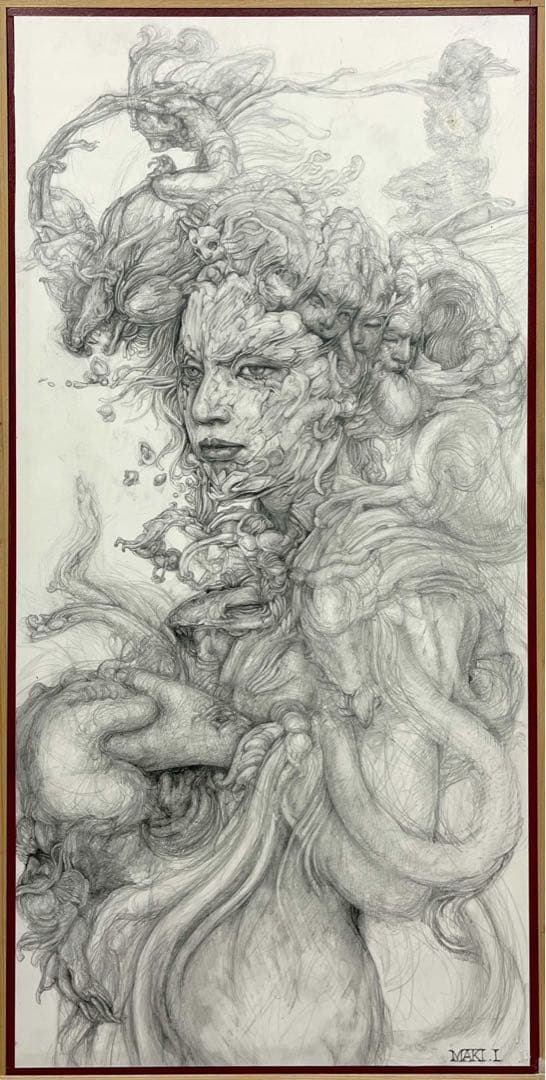 【真作保証】板波真樹「虚空にて」2018年 鉛筆画