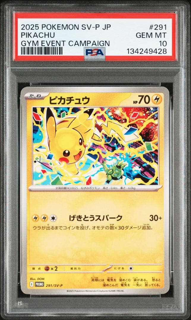 【PSA10】 ピカチュウ　291/SV-P げきとうスパーク ポケモンカード ピカチュウ 291/SV-P げきとうスパーク 5枚 ジムプロモ