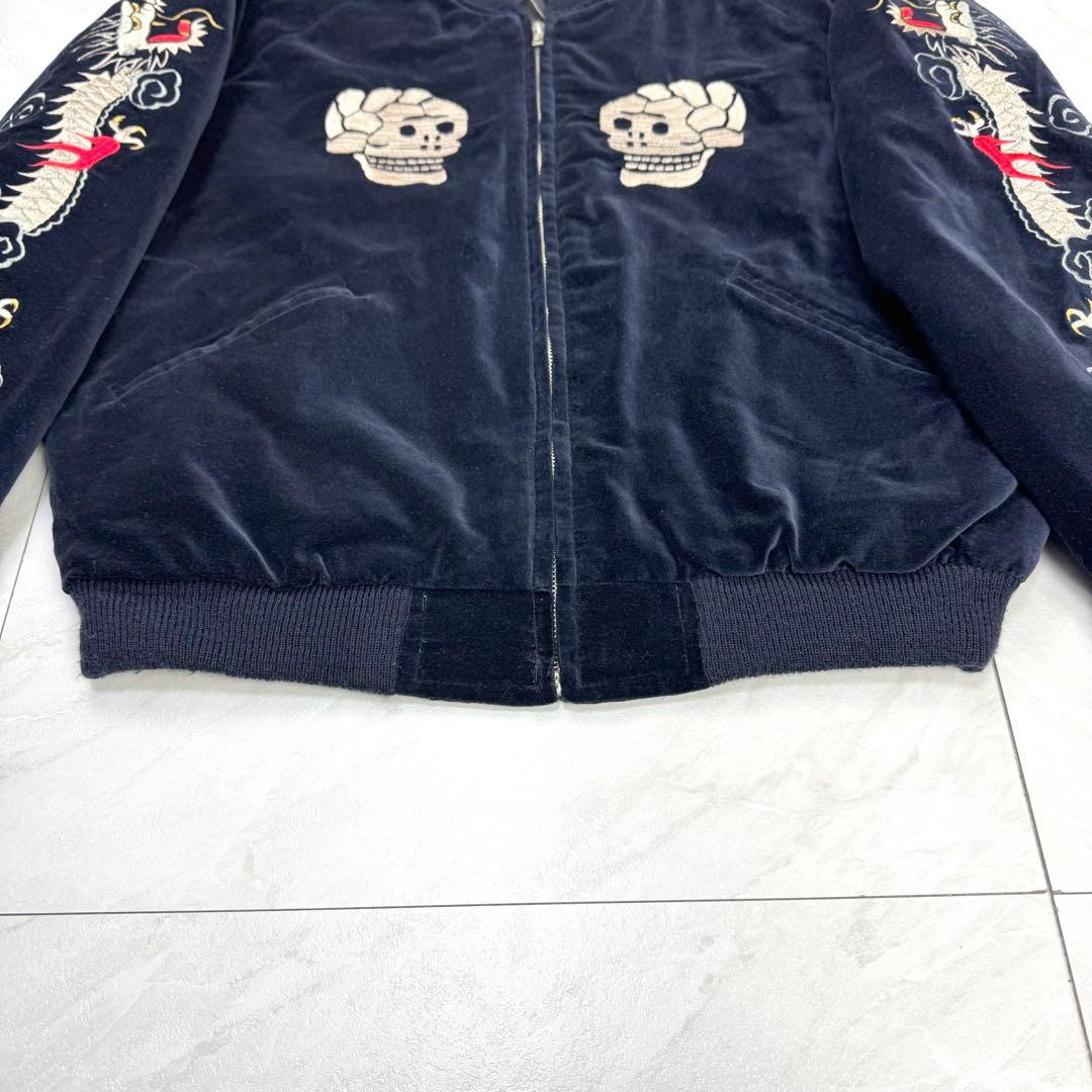 美品 テーラー東洋 別珍 スカジャン ベロア 蛇髑髏 ドクロ 昇龍 M