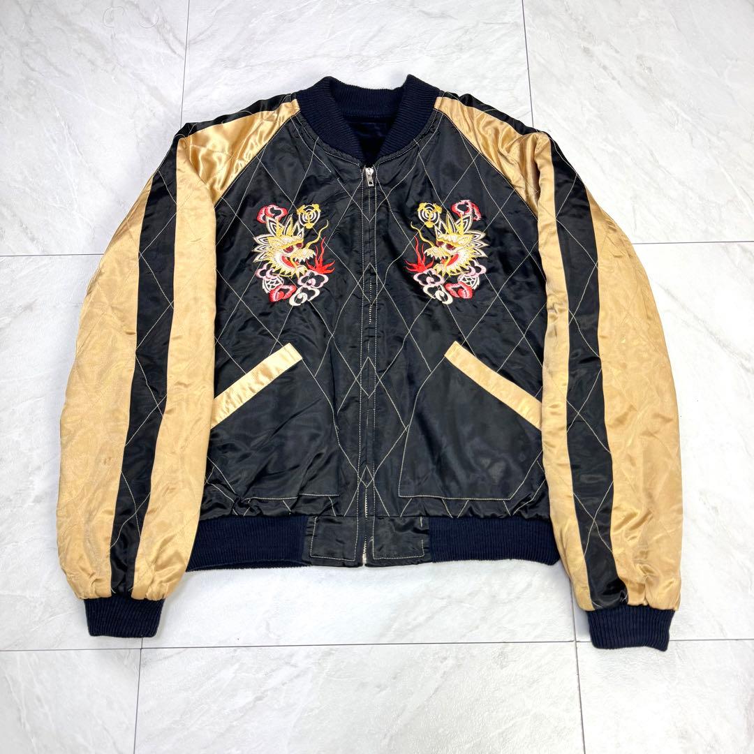 美品 テーラー東洋 別珍 スカジャン ベロア 蛇髑髏 ドクロ 昇龍 M