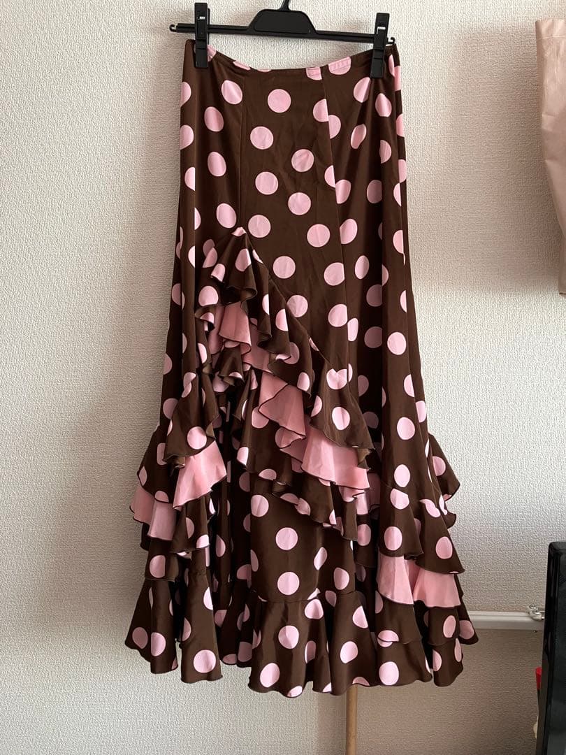 フラメンコ　ファルダ　HERMOSA 美品 フラメンコ衣装】ファルダ HERMOSA IBERIA 朱色 白 水玉 - メルカリ