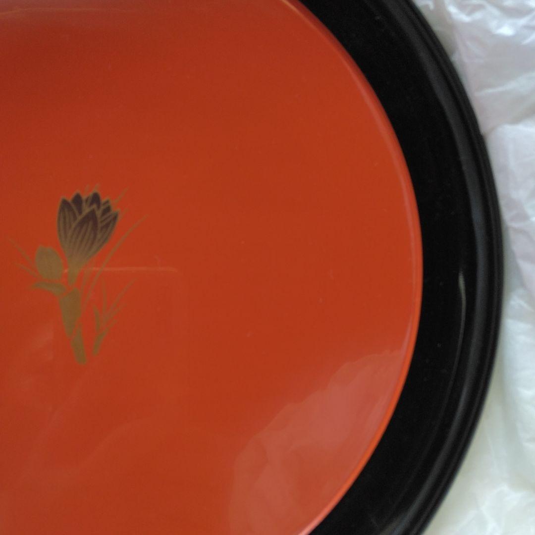 山中塗 要明研二 80 丸会席 サフラン 盆