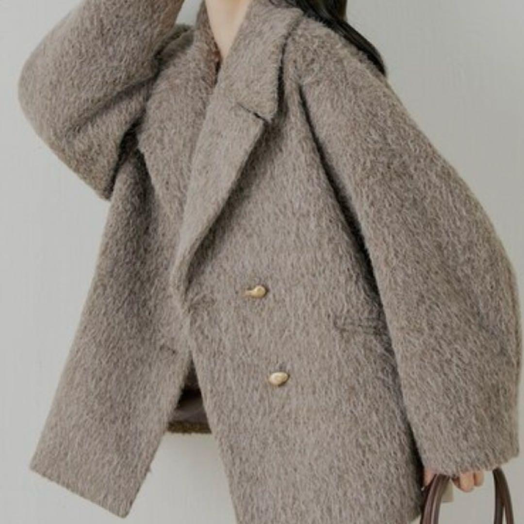 Chico 金釦シャギールーズコート ブラウン Chico（チコ） コート アウター 金釦シャギールーズコート レディース