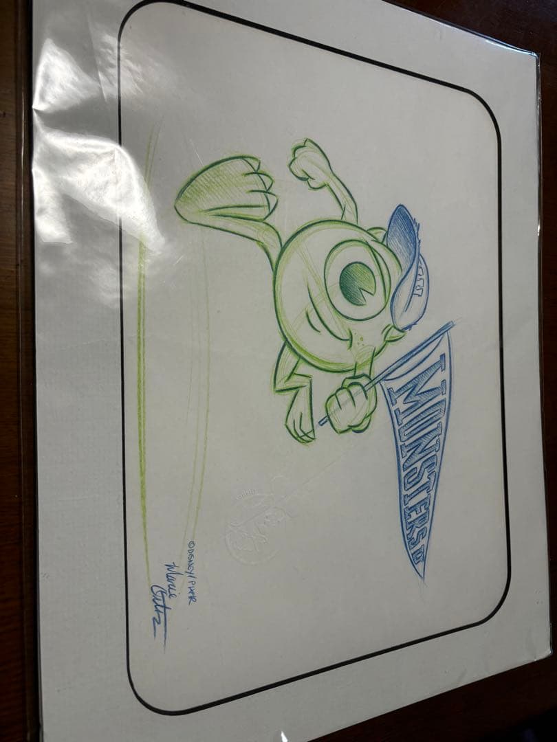 ウォルトディズニーワールド　アニメーター　直筆　モンスターズインク　マイク