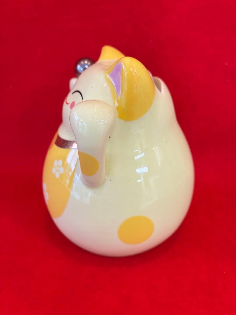 招き猫 風水ねこ 貯金箱 昭和レトロ 置物 黄色 幸運 金運 - メルカリ