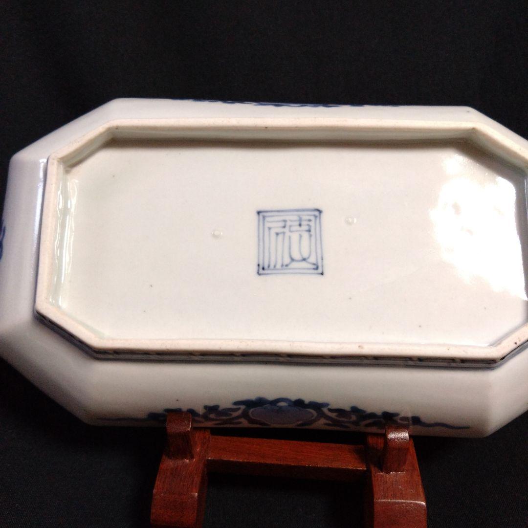 藍柿右衛門唐獅子雪輪文隅切長皿 - メルカリ