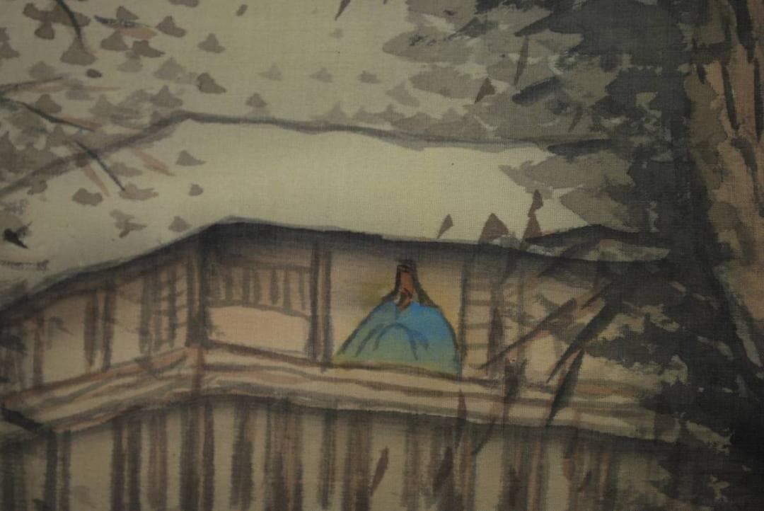 矢野鐵山/矢野鉄山/雪景山水人物画賛/山水図/掛軸/名家伝来/AD-62矢野