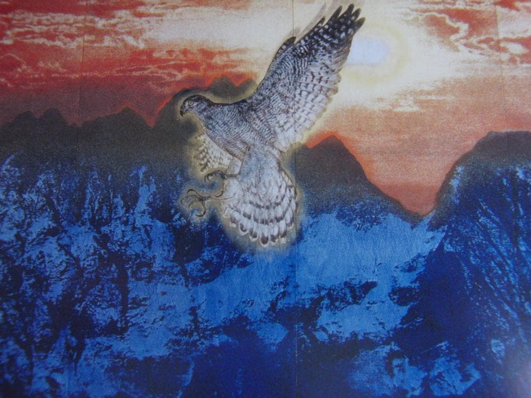 下田義寛、【羽搏く】、希少な額装用画集より、新品額装付