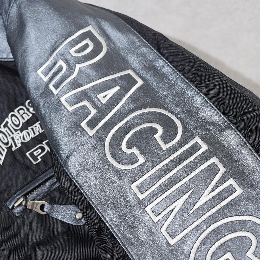 当時物 80s PIAA 中嶋悟 F1 刺繍 レザー レーシングジャケット 黒